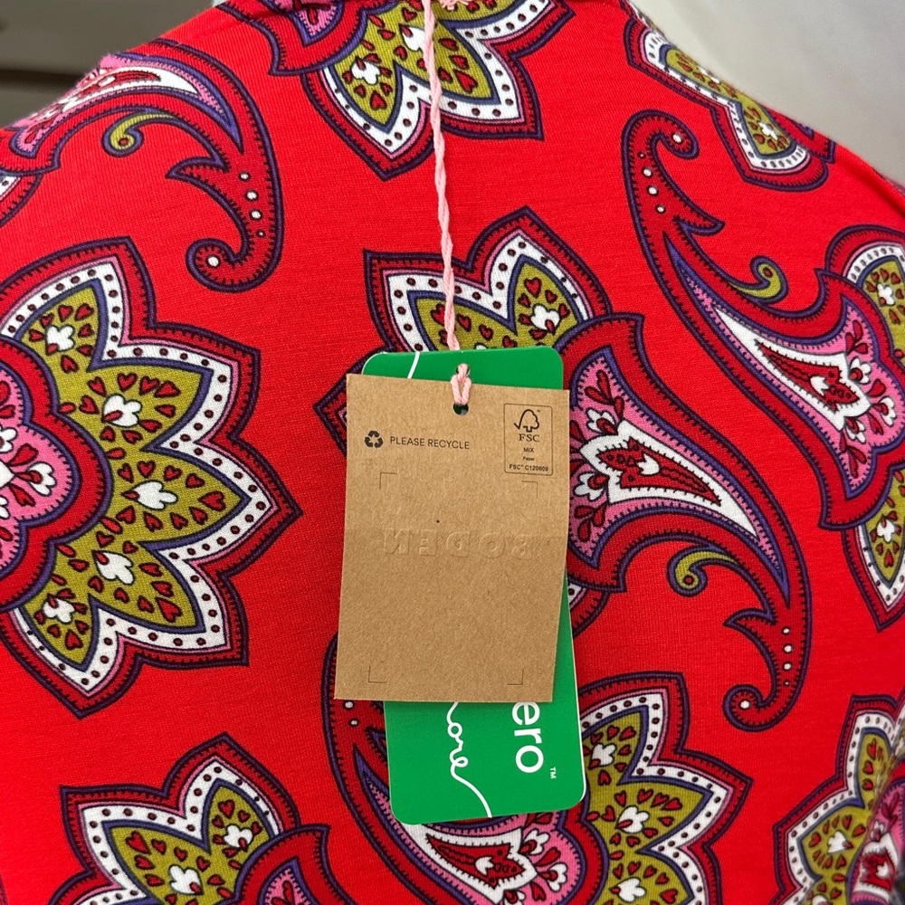 Boden Thea Red Paisley Long Sleeve Midi Dress - Picture 9 of 9